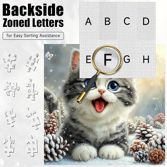 Cute Snowy Cat Puzzles for Adults 1000 Pieces, Winter Snowy Kitten Animal Jigsaw Puzzle with Letters on Back, 20x28 Inch Wall Art, Relaxing Family Game, Easter