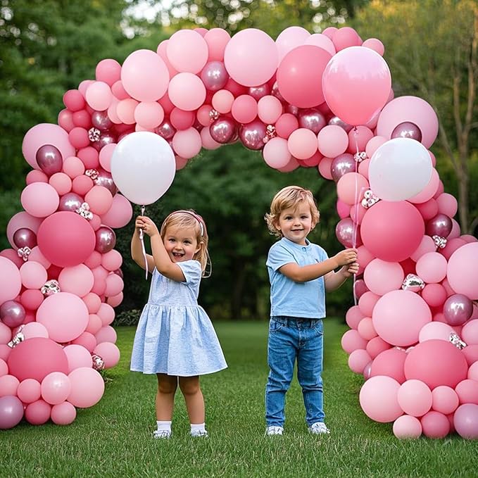 Pink Balloons 60 PCS 12 Inch Hot Pink Balloons Light Baby Pink Metallic Pink Latex Balloons for Girls Birthday Party Baby Shower Bridal Shower Wedding Party Decoration