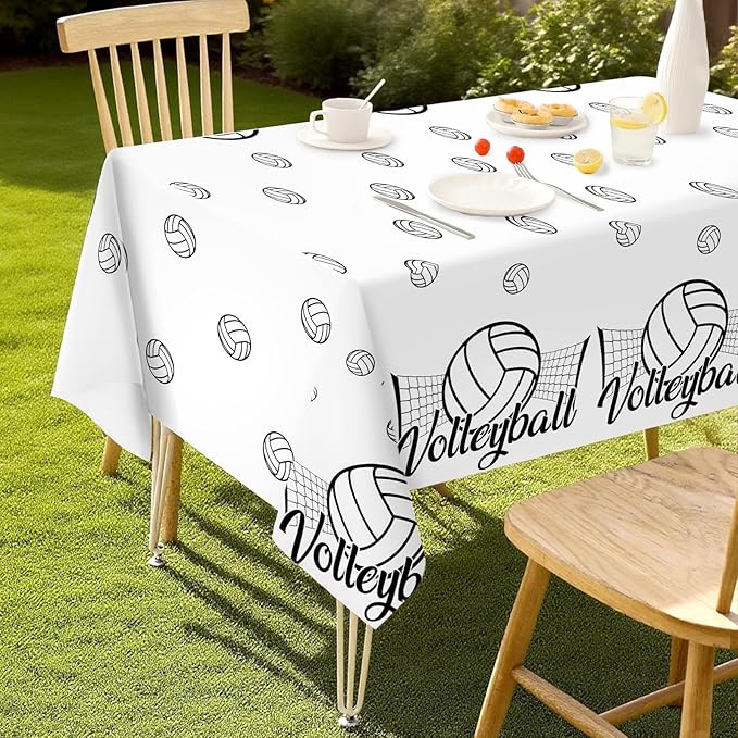 Grencian 3Pcs Volleyball Birthday Party Tablecloth Volleyball Plastic Table Covers Sports Theme Disposable Table Cloth for Girls Birthday Party Decorations