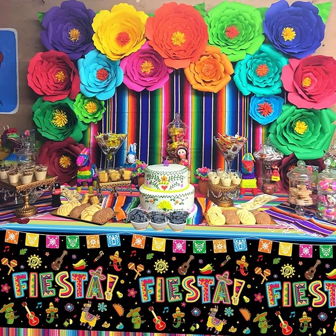 4 Pack Cinco De Mayo Printed Fiesta Mexican Table Cover Fiesta Party Tablecloth Taco Night Table Cloth Mexican Themed Tablecloth Mexico Party Supplies 86 x 51 in (220 x 130cm)