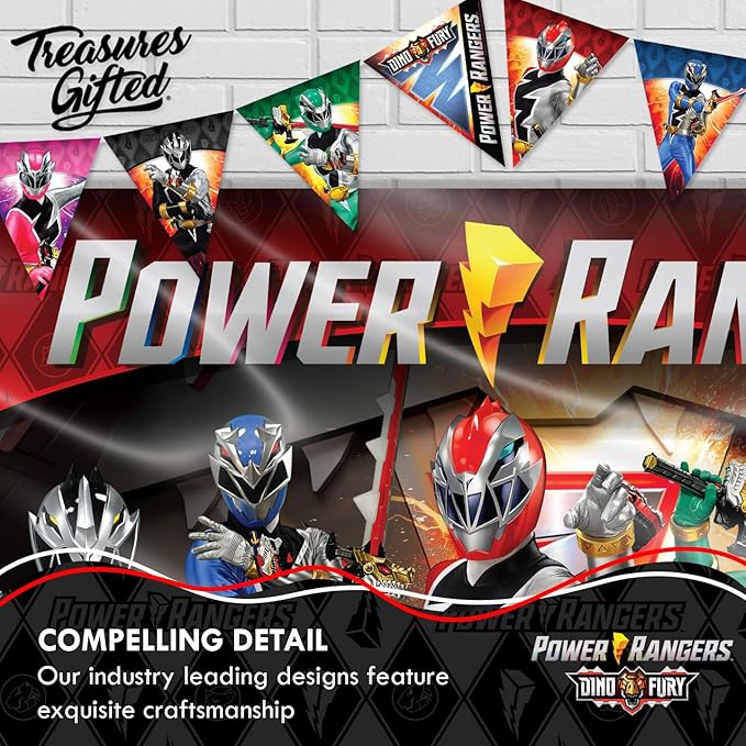 Treasures Gifted Power Rangers Backdrop - 4.3ft x 6ft Fabric Backdrop for Birthday Parties - Officially Licensed Party Supplies