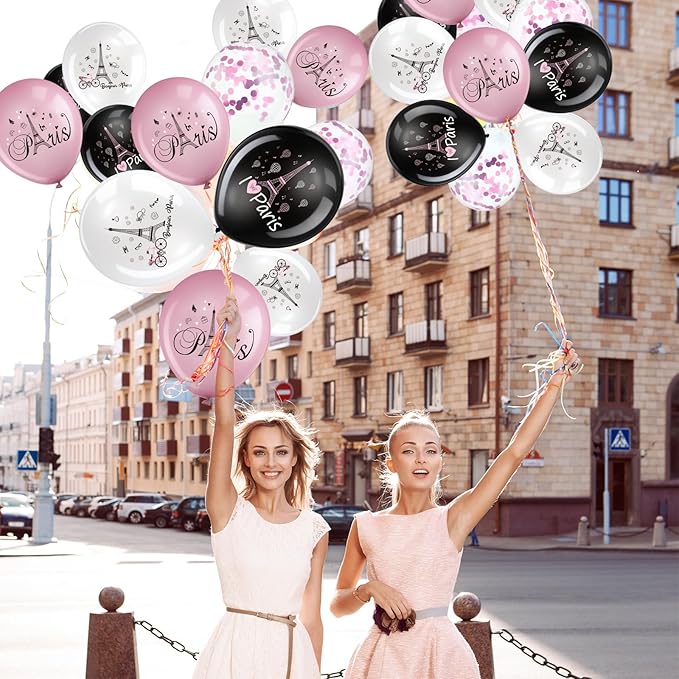 45 Pcs Paris Balloons Day in Paris Party Decorations Eiffel Tower Latex Balloons for Wedding Birthday Bridal Shower Anniversary Baby Shower Party Supplies Decorations