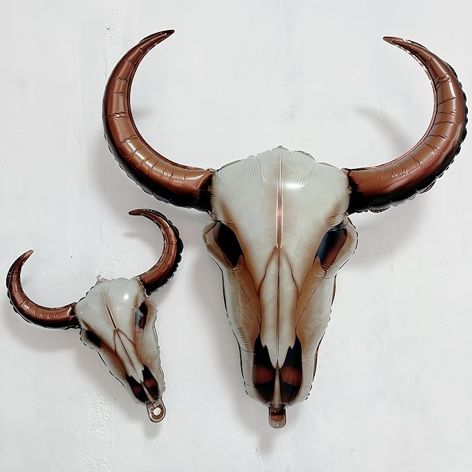 5Pcs Mini 19Inch Western Long Horn Cow Balloons/Cowboy Longhorn Aluminium Foil Balloon for Party Wall/Last Rodeo Bachelorette Party Supplies/Western Party Decorations/Bull Skull Wall Decor