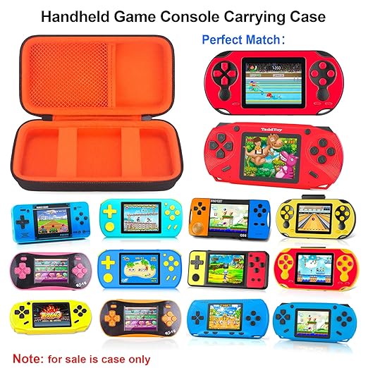 Elonbo Carrying Case for TEBIYOU/ WELLST·G/ TaddToy/ Beijue/ FAMILY POCKET/ CCTU/ X-JOYKIDS/ GREENCREEK/ Beico/ KAVOYI/ GuaiyeyeAP Handheld Game Console, Portable Electronic Gaming Player Bag, Black+