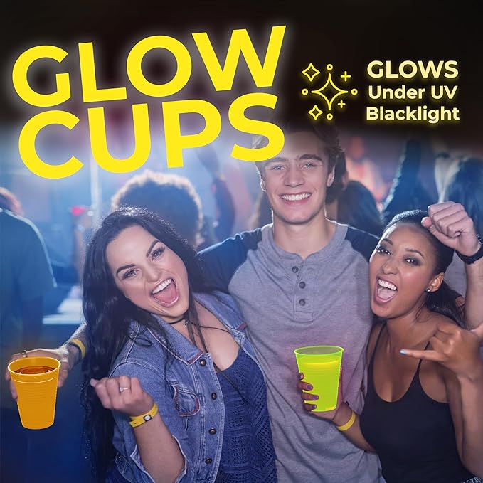 Exquisite Neon Cups 720 Pack 16 Oz | Colored Plastic Cups | Ideal For Blacklight Glow In The Dark Parties, Birthdays Or Any Event | Disposable, Food Safe