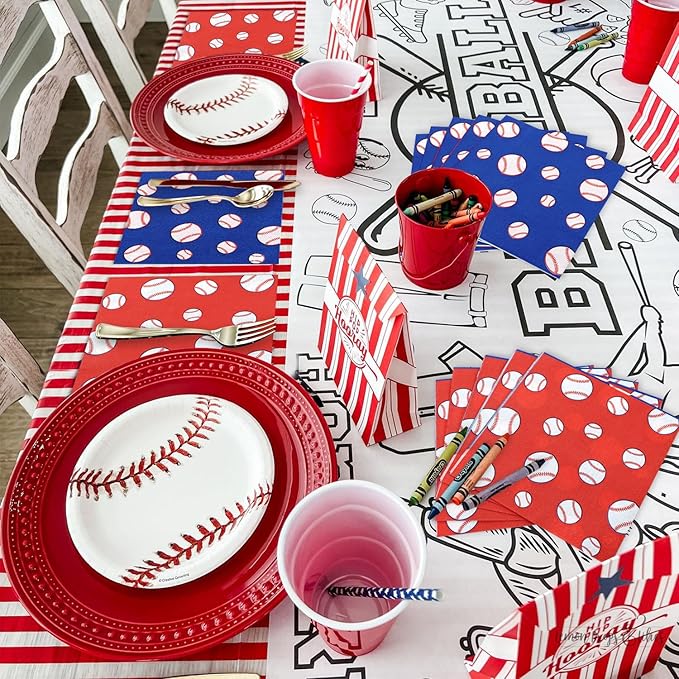 100Pcs Baseball Napkins, Disposable Baseball Paper Napkins, Picnic Napkins for Sports Fans Kid Adult Birthday Party Supplies, 13 x 13 Inches