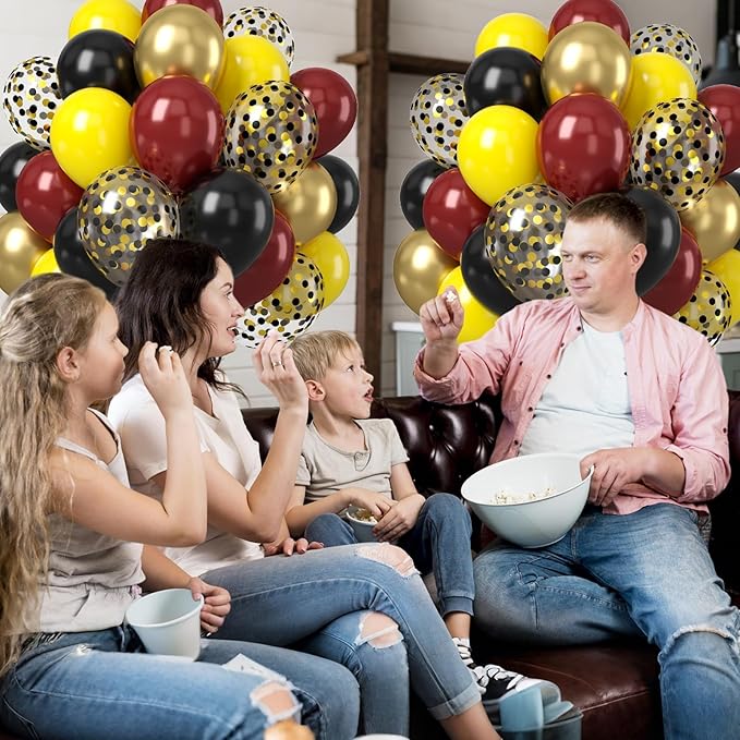 Black Burgundy Gold Balloon, 50 Pcs 12 Inches Metallic Gold Burgundy Confetti Balloons for Kids Magical Party Birthday Decorations Birthday Balloons Baby Shower Engagement Party Supplies