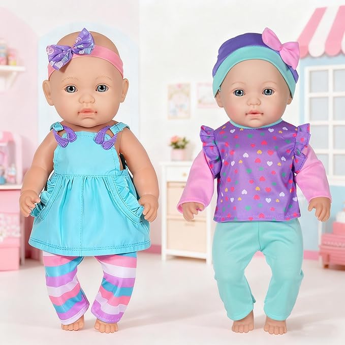 iBayda 10 Sets Doll Clothes and Accessories Include Rompers, Outfits for 14-17 Inch (35-43cm) New Born Baby Dolls (Doll Not Included)
