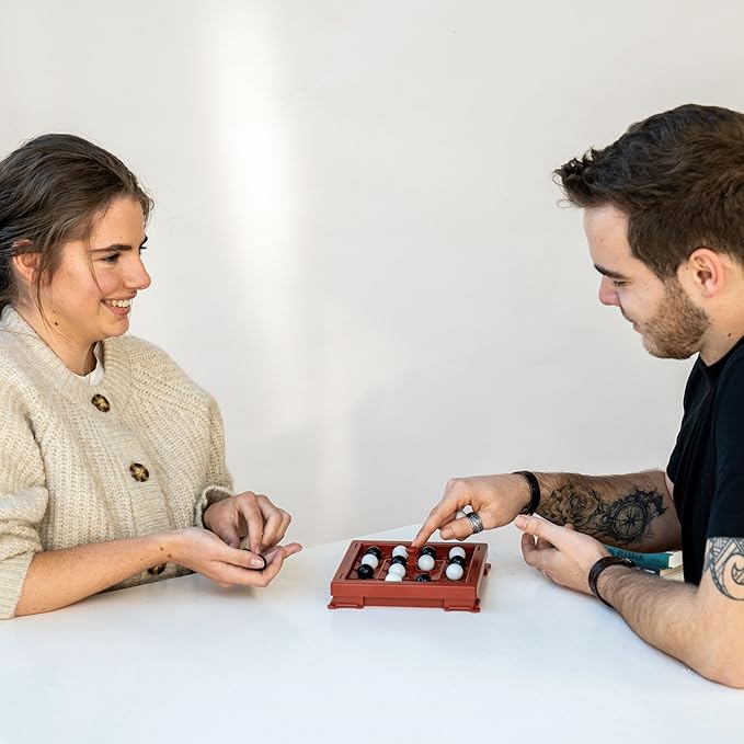 Orbito from Flex IQ, 2 Player Strategy Games for Family Gatherings, Great for Kids Games, Includes 1 Game Board with Orbito Button, 8 White Marbles and 8 Black Marbles