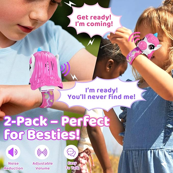 Vvinca Walkie Talkies for Kids 2 Pack, Unicorn Toys for Girls Age 3-4-5-6-7 Christmas Birthday Gifts 8 9 10 11 12 Year Old Long Range Camping Outdoor Toddler Toy Walkie-Talkie Stocking Stuffers