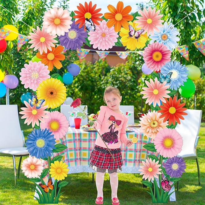 3Pcs Spring Door Porch Banner Spring Theme Party Decorations Flower Door Cover Hanging Banner Flowers Butterfly Porch Sign Photo Props Backdrop for Summer Floral Baby Shower School Home Party Supplies