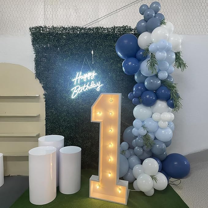 Dark Blue White Balloon, 12 Inch Different Shades Blue and White Balloon for Birthday Baby Shower Bridal Baptism Wedding Graduation Party Decorations