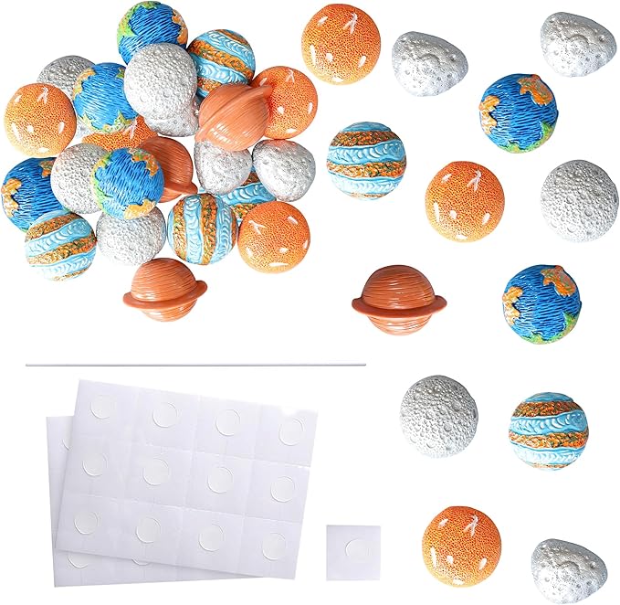 Ephlyn 18Pcs Outer Space Cupcake Toppers Planet Star Moon Cupcake Picks Solar System Galaxy Universe Planets Birthday Cupcake Decorations Party Supplies