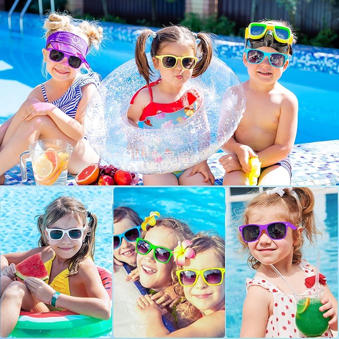 120 Pack Kids Neon Sunglasses Party Favors Bulk, 24 Colors Neon Party Sunglasses Colorful Novelty Sunglasses Cool Sun Glasses for Classroom Prize, Goody Bag Filler, Birthday Party Age 3-8
