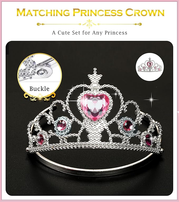 Princess Dress Up Accessories Princess Crown Tiara for Little Girls, Toddler Tiara crown Wand Toy Gifts for 3-6 Girl