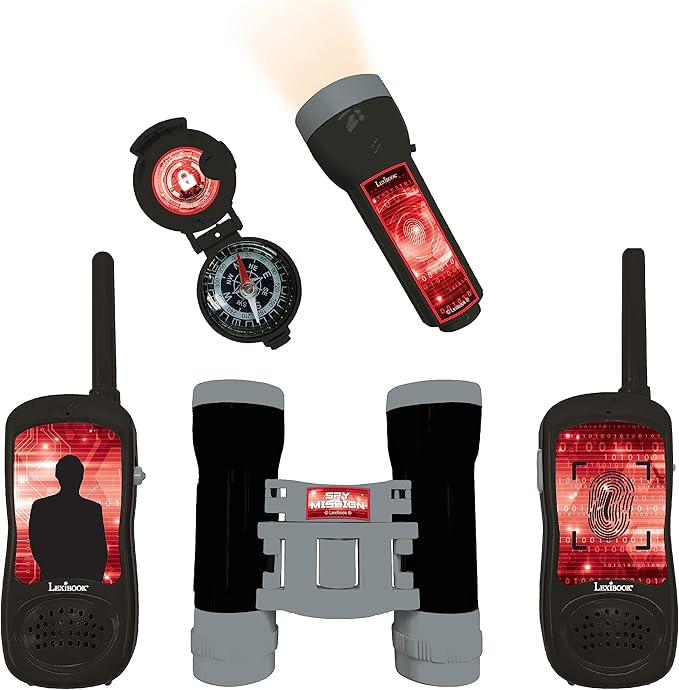 LEXiBOOK Spy Mission - Adventurer Set for Children, Walkie-Talkies 400 ft, Binoculars, Compass, Torchlight, RPTW12SPY