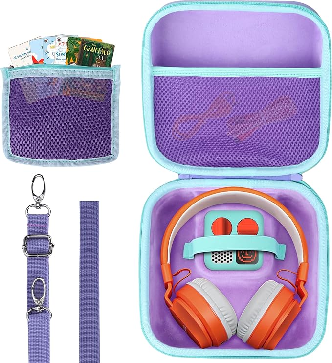 Storage Case Compatible with Yoto Mini Kids Audio Music Player & Yoto Headphones Children Speaker Plays Audiobook Cards Radio (Purple + Teal Case)