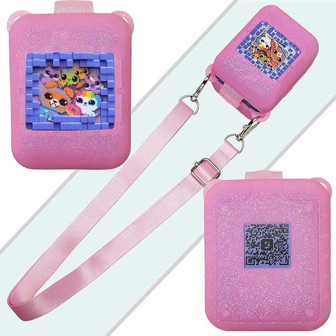 Silicone Case for Bitzee Interactive Toy Digital Pet Case, Protective Skin Cover for Bitzee Virtual Electronic Pets Lanyard Accessories (Pink)