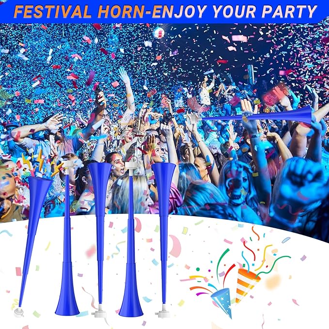 Collapsible Stadium Horn 24 Inch Vuvuzela Plastic Trumpet Horn Blow Horn Noisemakers Loud Sound Soccer Horn Cheer Horn for Sporting Events Graduation Games School Party Supplies Favors Accessories