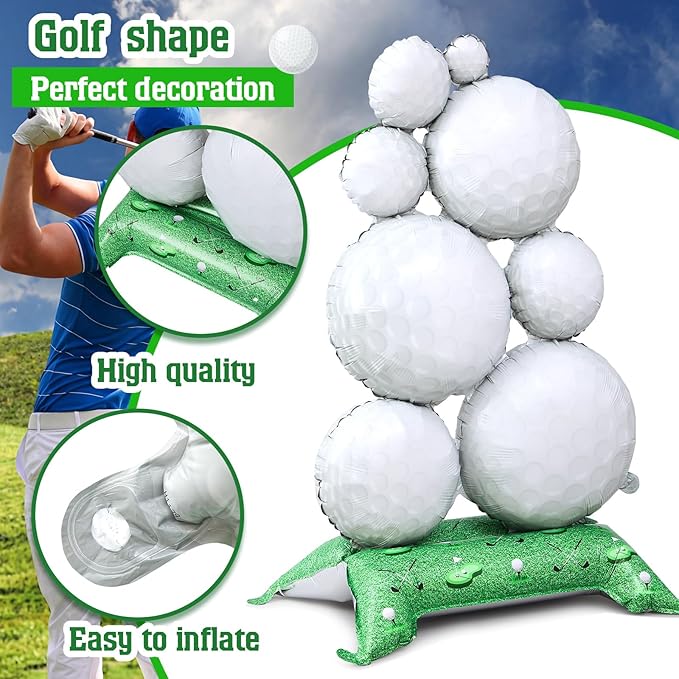 Soulchen 1 Pcs 3.5 ft Giant Self Standing Golf Balloons Freestanding Foil Balloons for Golf Birthday Party Decoration Team Celebration Decor Backyard BBQ Sports Themed Party Supplies