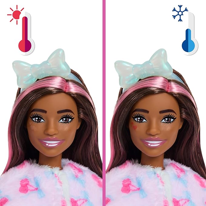 Barbie Cutie Reveal Doll & Accessories, Cuddly Series Bunny with 10 Surprises Including Color Change & Mini Pet