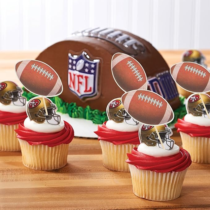 Gyufise 36Pcs American Football Cupcake Rugby Cake Topper Decorations for Football Themed Baby Shower Happy Birthday Party Decoration