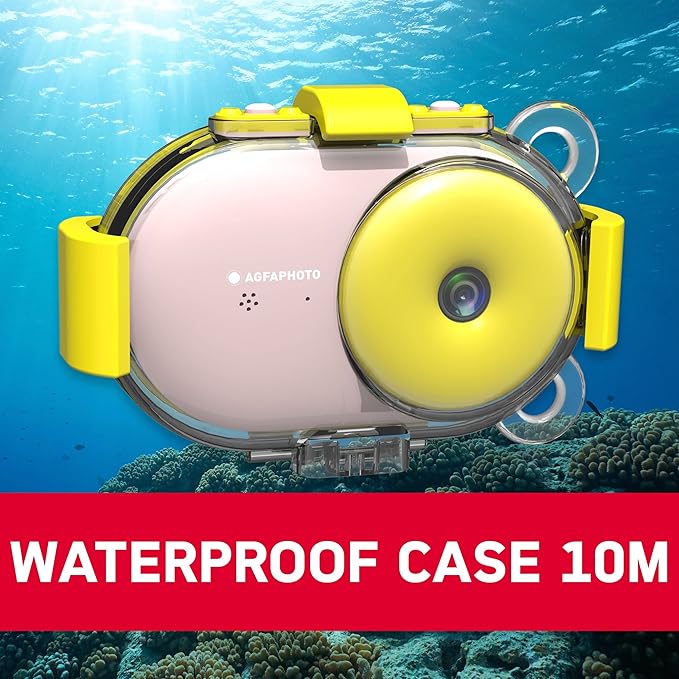 AGFA Photo Realikids Cam Waterproof - Kids Camera, Dual Lens, Selfie Mode, 2.4 inch LCD Screen, Photo Filters, 10m Waterproof Case, Lithium Battery