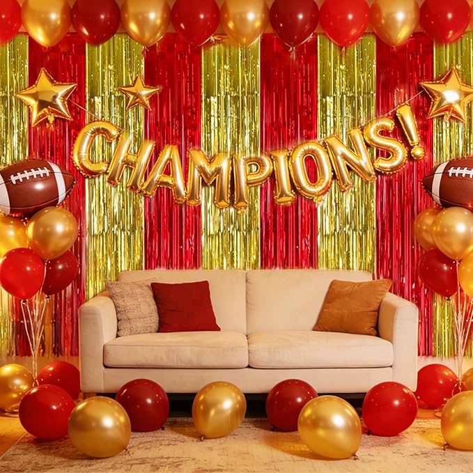TONIFUL Gold Red Door Streamers,Black and Pink Photo Booth Backdrop Metallic Streamers Foil Fringe Curtain for Birthday,New Year,Graduation,Grad,Baby Shower Party Streamers Decoration