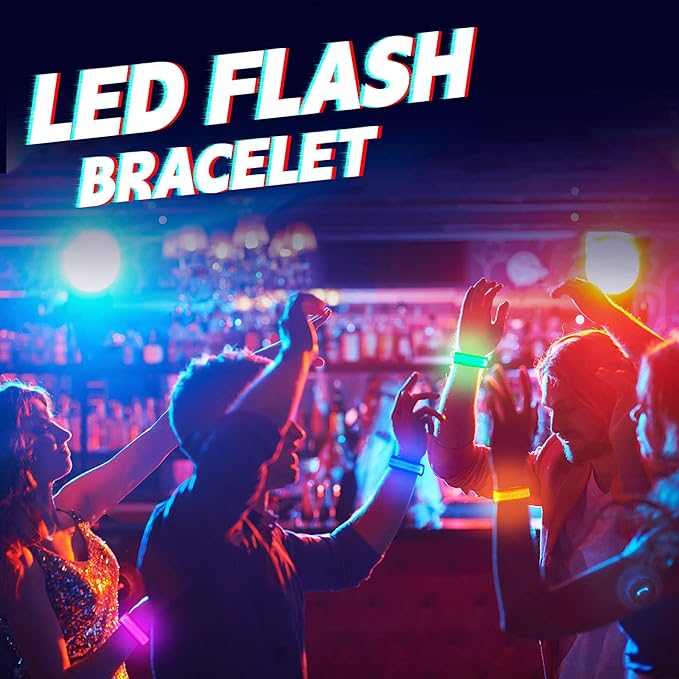 24 PCS LED Glow Bracelets, Light Up Bracelets for Kids Adults - Glow in The Dark Party Bracelets Favors Supplies for Christmas, Concerts, Festivals, Game Prizes, Sports, Rave Accessories.