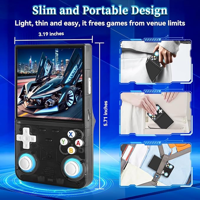 R36Ultra Retro Handheld Game Console - Open Source Linux System, 30000+ Pre-Installed Classics, 4.0" IPS Display, 30+ Emulator Support, Includes 64GB Card & Portable Case (Black)
