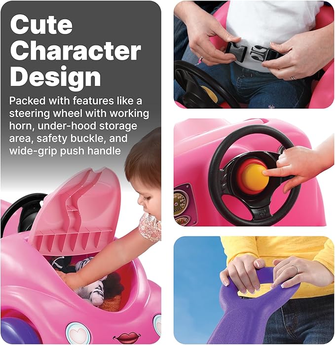 Step2 Push Around Buggy Kids Push Car, Ride On Toy, Stroller Substitute, Includes Seat Belt & Horn, Made of Durable Plastic, Max Weight 50 lbs., For Toddlers 1.5-4 Years Old, Pink