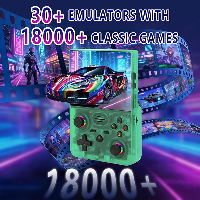 2026 NEW Upgrade RF45V Retro Handheld Game Console-4.5 Inch Ultra-Large Screen,Support 18000+Classic Games,64G TF Card,4000mAh Battery,Linux System,Birthday Gift for Adult or Friends - Green
