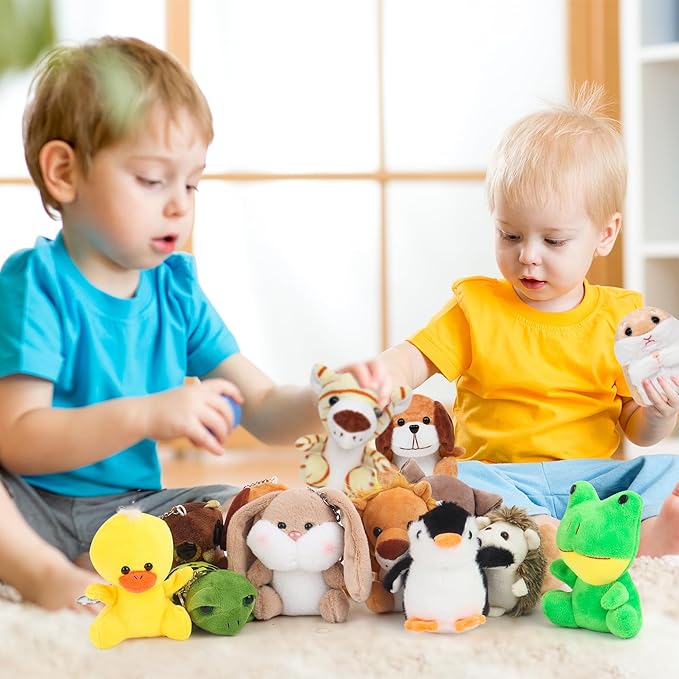 12PCS Safari Stuffed Animals - Jungle Stuffed Animals Toys Set Tiger Elephant Lion Squirrel Hedgehog Rabbit Forest Animals Gifts for Birthday Zoo Animal Party