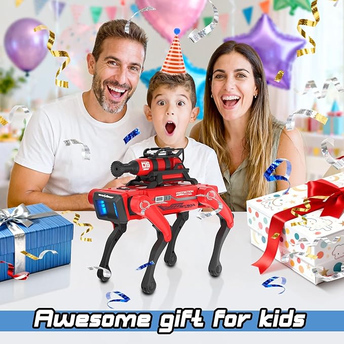 Robot Dog for Kids, Interactive STEM Pet with 20+ Actions, Fireman Version, Voice Command, 25m Range, Ideal Gift for Kids Age 6+
