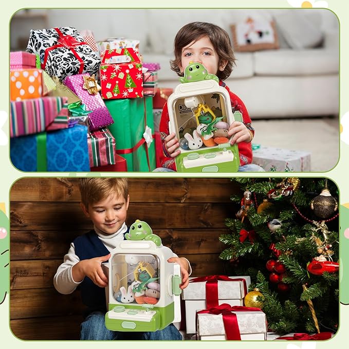 Cartoon Claw Machines for Kids 36 Prizes Age 6+ Mini Vending Machines with Music for Kid with Plush Toy Christmas Birthday Thanksgiving Girls Boys Gifts(Dinosaur)