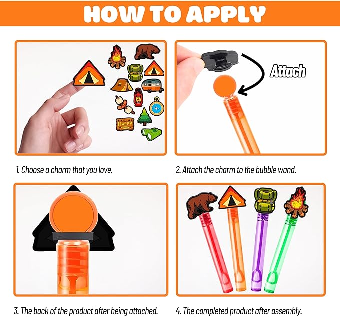Camping Party Favors for Kids – 24PCS Outdoor Adventure Bubble Wands, Great for Birthday Supplies, Pinata Fillers, Goodie Bags & Classroom Rewards
