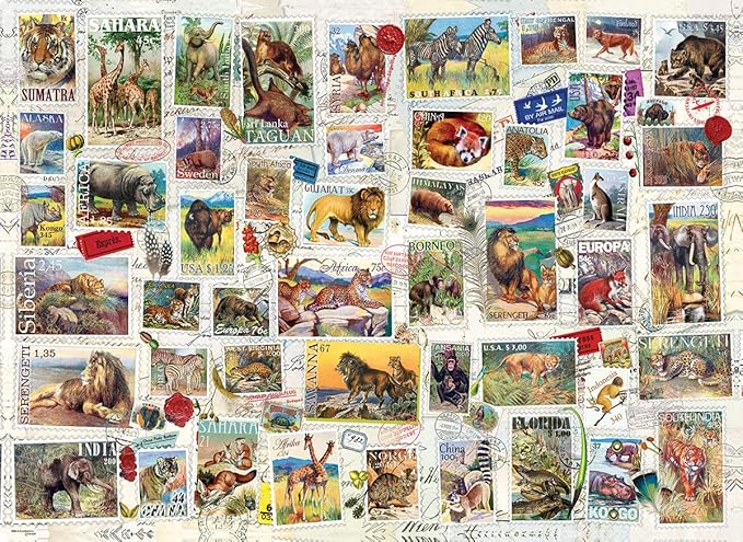 EuroGraphics (EURHR) Wildlife Vintage Stamps 500Piece Puzzle 500Piece Jigsaw Puzzle
