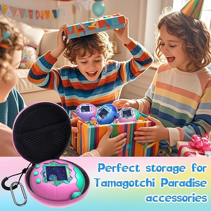 Carrying Case for Tamagotchi Paradise/Nano-MALS, Hard EVA Portable Storage Protector Cover with Lanyard & Carabiner for Kids, Case Only (Pink)