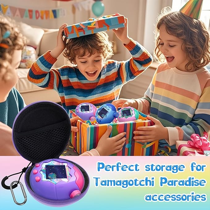 Carrying Case for Tamagotchi Paradise/Nano-MALS, Hard EVA Portable Storage Protector Cover with Lanyard & Carabiner for Kids, Case Only (Purple)