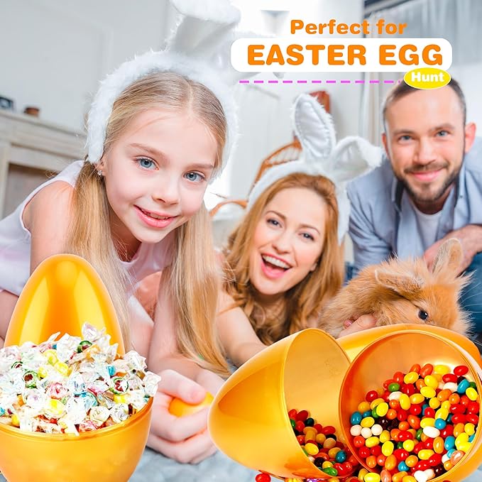 15 Pcs 8 Inch Jumbo Golden Easter Eggs Giant Fillable Plastic Eggs Empty for Egg Hunt Basket Fillers Easter Party Supplies Holiday Decor