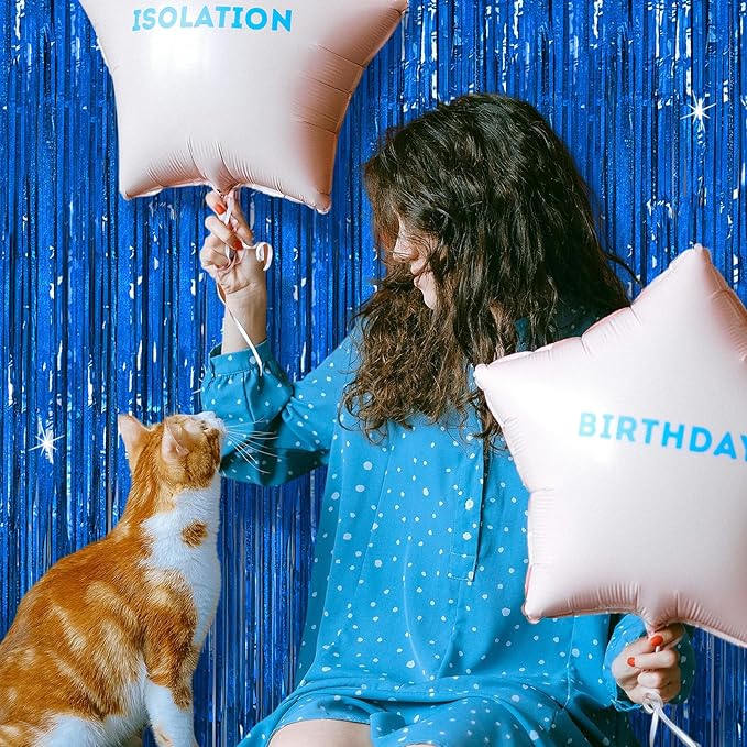 3 Pack Blue Backdrop Party Streamers Ocean Themed Decor Birthday Party Decorations Foil Fringe Backdrop Curtain Graduation Bachelorette Winter Holiday Gender Reveal Party Decorations Supplies