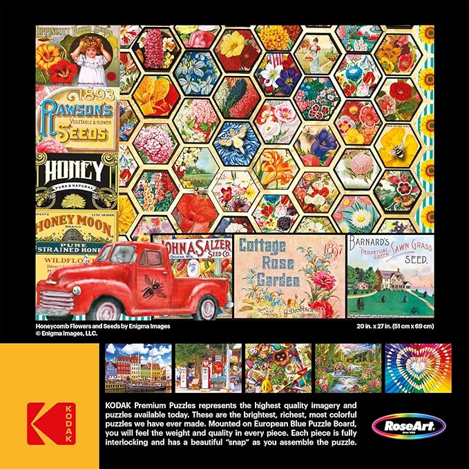 RoseArt - Kodak Premium - Honeycomb Flowers and Seeds - 1000 Piece Jigsaw Puzzle for Adults