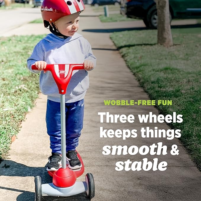 Radio Flyer My 1st Scooter, Red, For Kids 2-5 Years Old, Extra Wide Base for Balance, 2 Front Wheels for Added Stability, Easy to Use Foot Brake, 3 Wheel Scooter for Kids, (Amazon Exclusive)