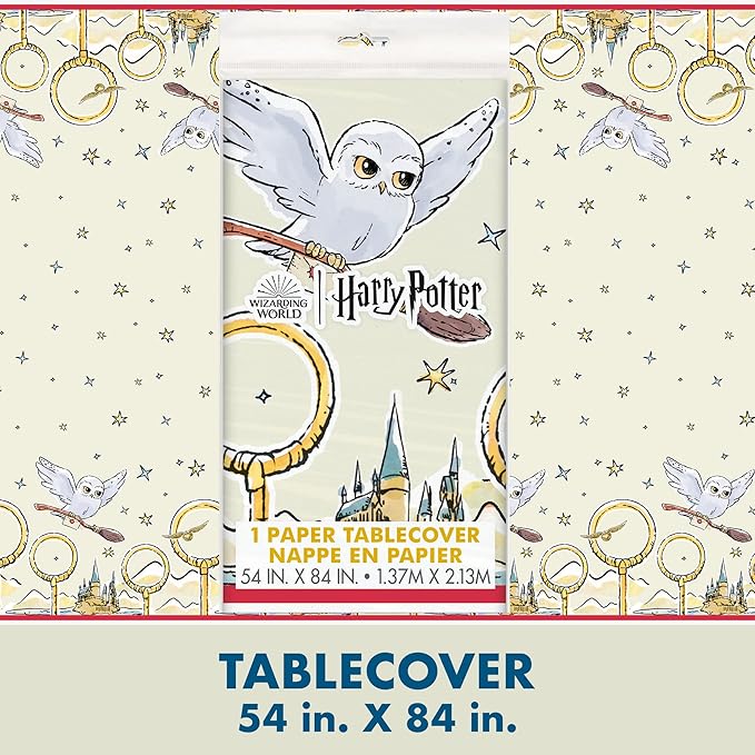 Harry Potter Birthday Decorations Kit | Party Supplies With Balloons, Table Cover, Banner, Dinner and Cake Plates, Napkins, Cups, Candles, Button - Serves 16