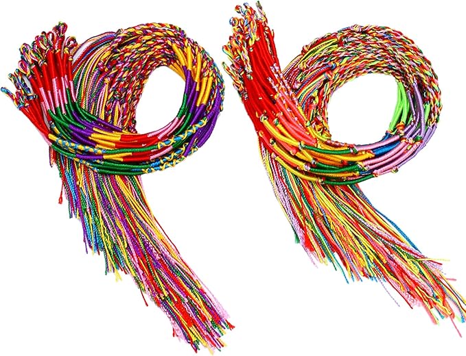 Resinta 100 Pieces Handmade Braided Bracelets Assorted Colors Friendship Cords Thread Bracelets Party Supply Favors for Wrist Anklet
