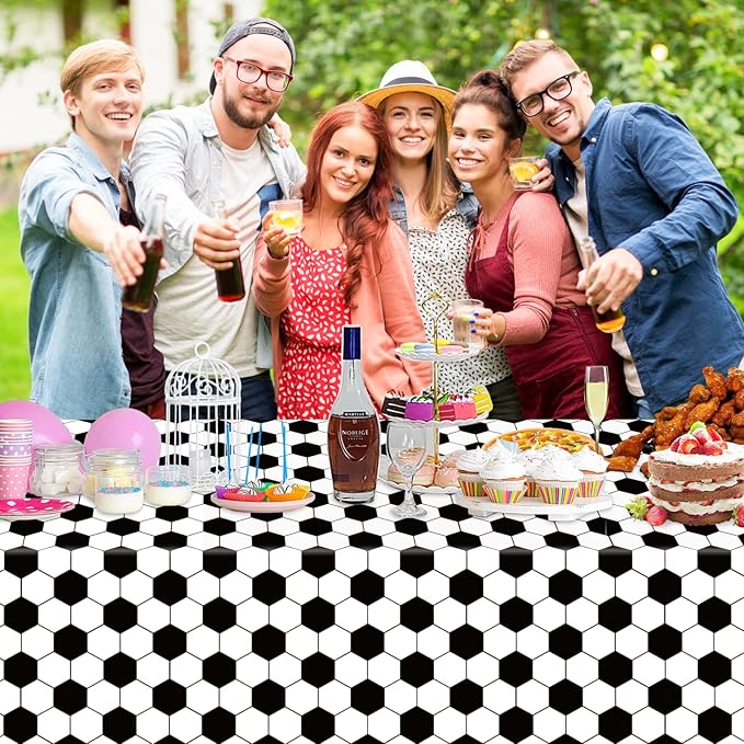 WNINK 2 Pack Soccer Party Tablecloths Soccer Theme Disposable Plastic Table Cloth Soccer Sports Party Table Covers for Soccer Theme Birthday, Outdoor Picnic Party Supplies Decor, 54 x 108 Inch