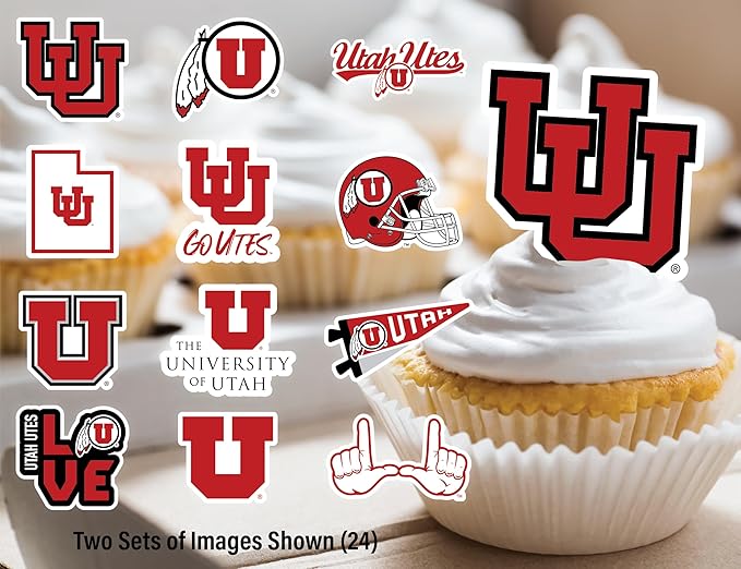 University of Utah Cupcake Topper Party Supplies for UofU Football, Birthday, Graduation Party Decorations (24 Pieces) (Utah Utes)