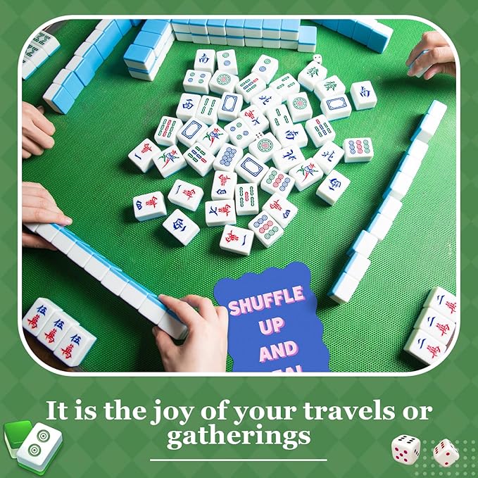 Soulchen 2 Pcs Mahjong Tile Mixer Shufflers for Mixing and Shuffling Tiles Plastic Mahjong Accessories Gifts for Lovers Games Decorative Printed Design (Green Style)