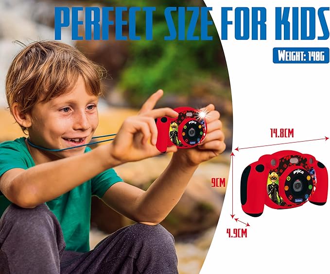 Lexibook - Miraculous - 4-in-1 Kids Camera with Photo, Video, Audio and Game Functions, 32GB SD Card Included - DJ080MI