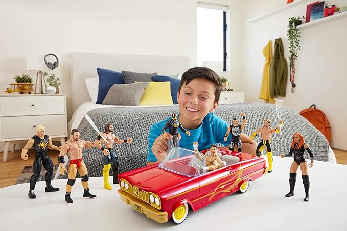 Mattel WWE Action Figure & Toy Vehicle Set, Rey Mysterio Main Event Figure & Lucha Low Rider Car with Launching Action & Hydraulics (Amazon Exclusive)